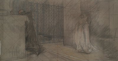 Studie für Der Priester und die große Dame von Edwin Austin Abbey
