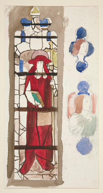 Studie für ein nicht identifiziertes Buntglasfenster, das einen Kardinal(?) darstellt von Edwin Austin Abbey