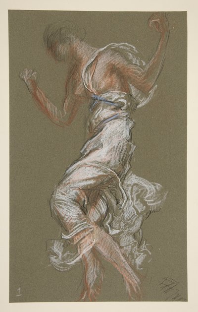 Studie für Figur von 1 Uhr in von Edwin Austin Abbey