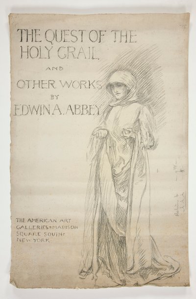 Studie für die Eröffnungsankündigung(?) von Die Suche nach dem Heiligen Gral Gemälde: Die Suche nach dem Heiligen Gral und andere Werke von Edwin A. Abbey. Zeichnung für das erste Cover des Abbey-Katalogs. von Edwin Austin Abbey