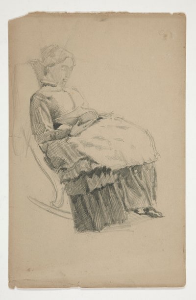 Studie einer älteren Frau im Schaukelstuhl, lesend von Edwin Austin Abbey