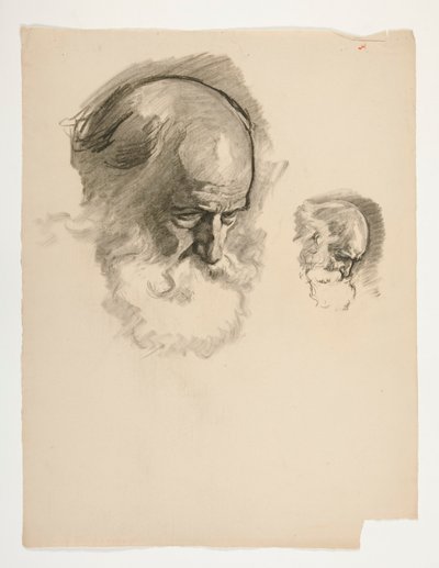 Studie des Kopfes eines alten bärtigen Mannes, für König Arthur von Edwin Austin Abbey