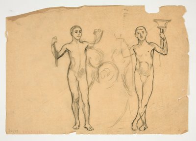 Studie von zwei Flammenträgern von Edwin Austin Abbey