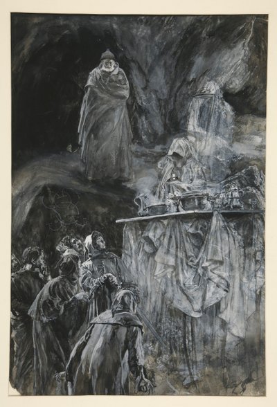 Das Bankett, Illustration für Akt III, Szene iii, Der Sturm von Edwin Austin Abbey