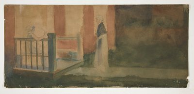 Zwei Frauen unterhalten sich auf einer Veranda von Edwin Austin Abbey