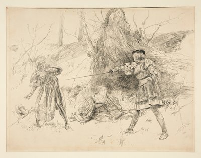 Valentine rettet Sylvia, aus Akt V, Szene iv, Zwei Herren aus Verona von Edwin Austin Abbey