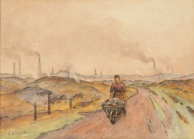 Industrielle Szene, Mann mit Schubkarre von Edwin Butler Bayliss