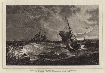 Fischen, Trawler kehren nach Great Yarmouth zurück von Edwin Hayes