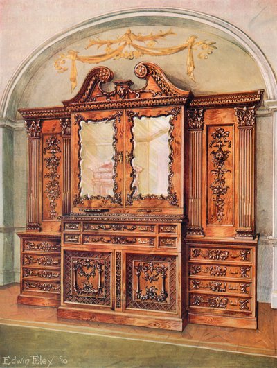 Geschnitzter geschlossener Mahagoni-Bücherschrank im Stil von Chippendale mit französischem Einfluss von Edwin John Foley