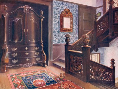 Geschnitzter Walnuss-Bombe-Armoire mit gejagten Beschlägen von Edwin John Foley