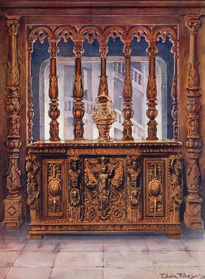Henri Deux geschnitzter Bahut. Eichenschirm derselben französischen Periode von Edwin John Foley