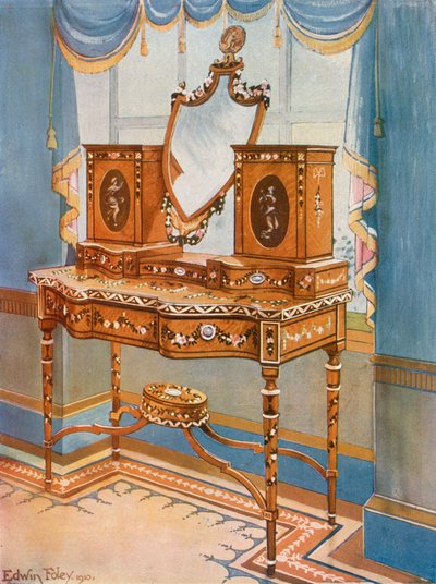 Satinholz-Frisiertisch mit Medaillons von Edwin John Foley