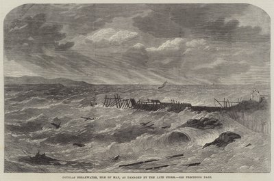 Douglas Wellenbrecher, Isle of Man, beschädigt durch den letzten Sturm von Edwin Weedon