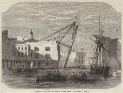 Errichtung der neuen Eisenscheren in der Werft Ihrer Majestät in Malta von Edwin Weedon