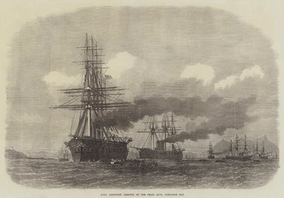 HMS Agincourt auf Grund gelaufen auf dem Pearl Rock, Gibraltar Bay von Edwin Weedon