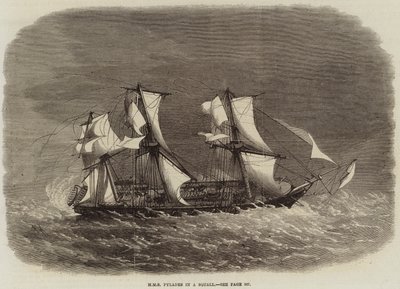 HMS Pylades in einem Sturm von Edwin Weedon