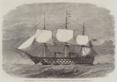 HMS Victoria, 102 Kanonen, das neue Flaggschiff der Mittelmeerflotte von Edwin Weedon