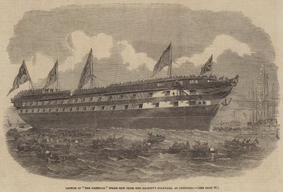 Stapellauf des Dampfschiffs Hannibal aus der königlichen Werft in Deptford von Edwin Weedon