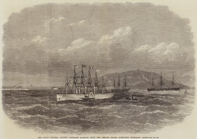 Die Great Eastern verlässt den Hafen von Portland mit dem britisch-indischen Unterseekabel von Edwin Weedon