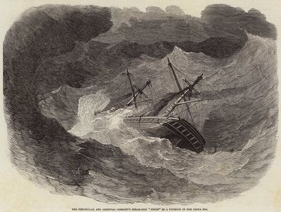 Das Dampfschiff Pekin der Peninsular und Oriental Company in einem Taifun im Chinesischen Meer von Edwin Weedon