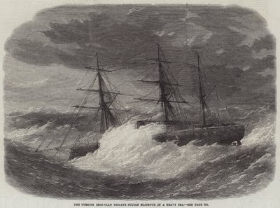 Die türkische Panzerschiff-Fregatte Sultan Mahmoud in schwerer See von Edwin Weedon