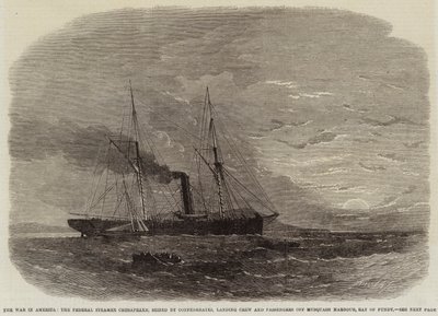 Der Krieg in Amerika, der Bundesdampfer Chesapeake, von Konföderierten ergriffen, landet Besatzung und Passagiere vor Musquash Harbour, Bay of Fundy von Edwin Weedon