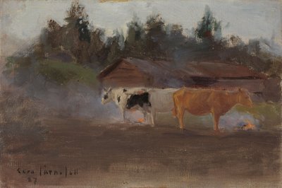 Kühe im Torfrauch, Studie von Eero Järnefelt