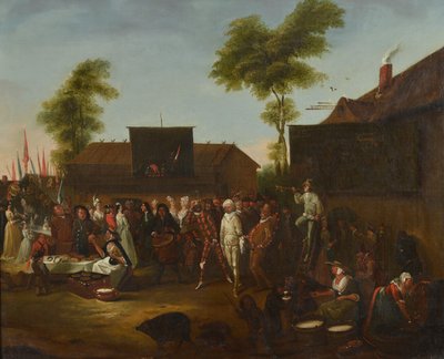 Ein Dorffest mit Figuren der Commedia dell