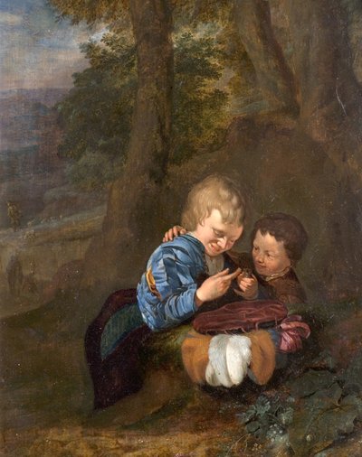 Zwei Jungen mit einem Vogel von Eglon van der Neer