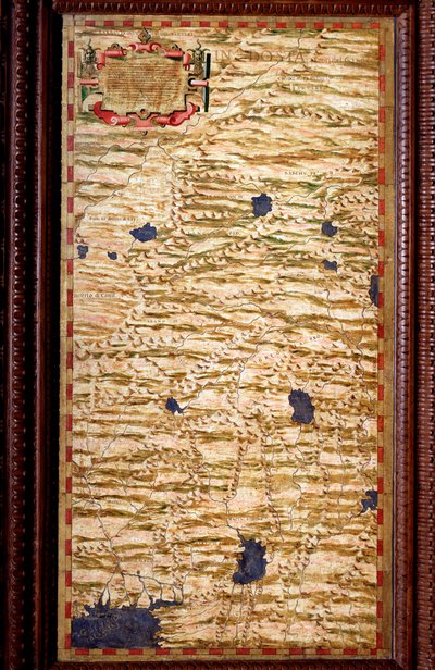 Der Indostan (Hindustan) am oberen Ganges. Karte erstellt von Egnazio Danti (1536-1586), Mathematiker, Kosmograph und italienischer Architekt. Um 1567. Florenz, Palazzo Vecchio, Sala del Mappamondo von Egnazio Danti
