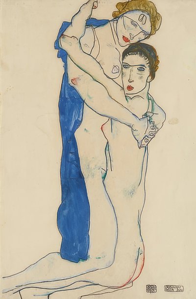 Freundin, Rosa-Blau von Egon Schiele