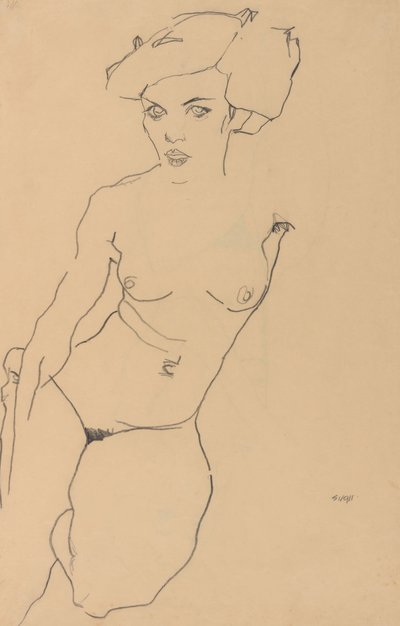 Kniende weibliche Akt von Egon Schiele