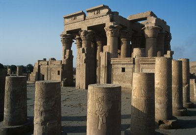 Ansicht des römischen und ptolemäischen Doppeltempels von Sobek und Haroeris am Nil von Egyptian