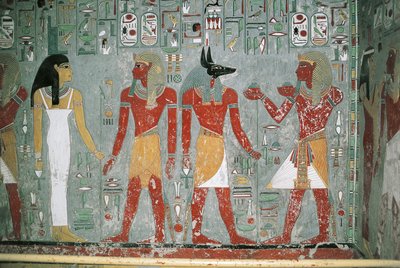 Ägypten, Luxor, Tal der Könige, Grab von Horemheb, Wandmalerei von Egyptian 18th Dynasty