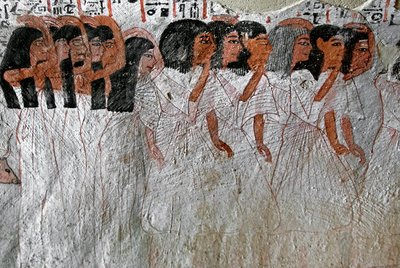 Ägyptische Antike: Prozession der Weinenden. Malerei des Grabes von Roy (TT255). 18. Dynastie. Vom Westufer von Luxor, Ägypten von Egyptian 18th Dynasty