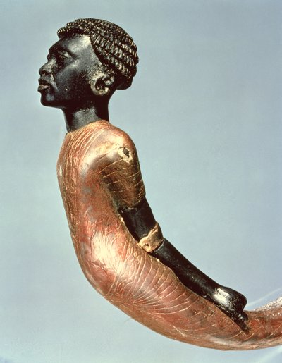 Figur eines afrikanischen Mannes vom Ende eines zeremoniellen Stocks, aus dem Grab von Tutanchamun (ca. 1370-52 v. Chr.) Neues Reich (Holz und Ebenholz) von Egyptian 18th Dynasty