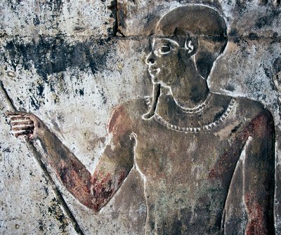 Bemaltes Relief, Totentempel der Hatschepsut, Deir el-Bahri, Luxor, Theben (Unesco-Welterbeliste) von Egyptian 18th Dynasty