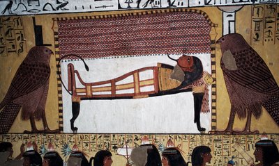 Die Bestattung des Verstorbenen, Wandmalerei, Grab von Sennedjem, Tal der Könige, Luxor, Theben (UNESCO-Welterbestätte) von Egyptian 18th Dynasty