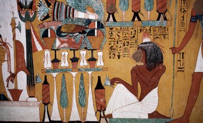 Wandmalerei, Grab von Sennedjem, Tal der Könige, Luxor, Theben (UNESCO-Welterbestätte) von Egyptian 18th Dynasty