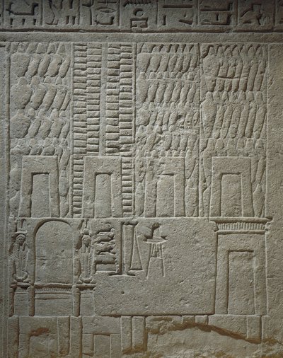 Wandrelief, das ein Lagerhaus darstellt (Detail der Waagen für das Wiegen von Waren) von Egyptian 18th Dynasty