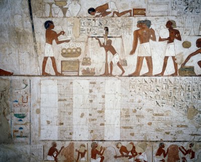 Wiegen von Gold und Silber, Detail aus den Fresken im Grab von Rekhmire, Sheikh Abd el Qurnah Nekropole, Luxor, Theben (Unesco-Welterbeliste) von Egyptian 18th Dynasty