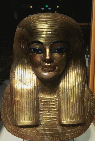 Yuyas Totenmaske, aus dem Grab von Yuya Tjuya, Tal der Könige, Ägypten, ägyptische Zivilisation, Neues Reich, Dynastie XVIII von Egyptian 18th Dynasty
