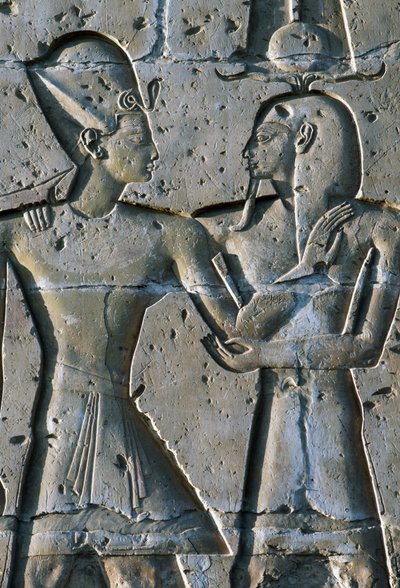 Basrelief, das einen Pharao darstellt, Tempel von Sethos I., oder Großer Tempel von Abydos, Abydos, Ägypten, ägyptische Zivilisation, Neues Reich, 19. Dynastie von Egyptian 19th Dynasty
