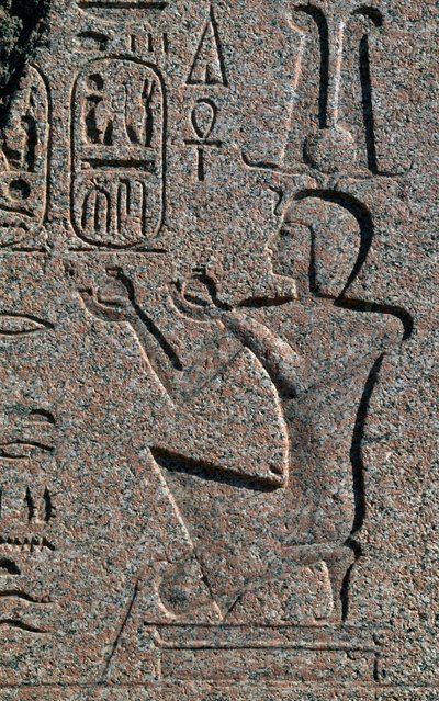 Block mit Reliefs und Inschriften von Ramses II, Großer Tempel des Amun, Tanis, Ägypten, Ägyptische Zivilisation, Neues Reich, Dynastie XIX von Egyptian 19th Dynasty