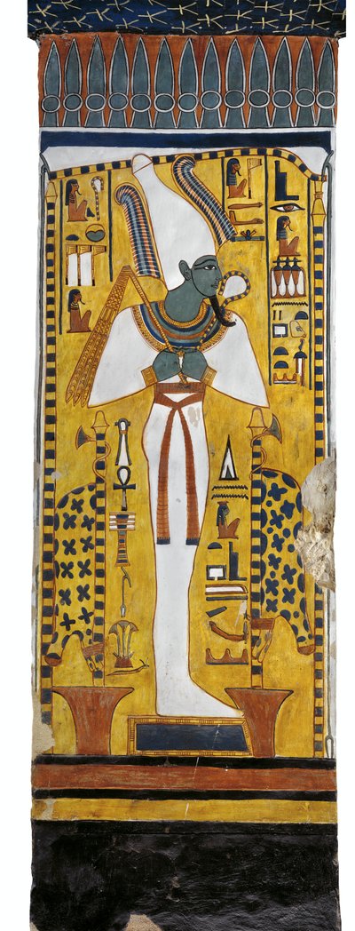 Ägypten, Theben, Luxor, Tal der Königinnen, Grab von Nefertari, Wandmalerei von Osiris in der Grabkammer aus der 19. Dynastie von Egyptian 19th Dynasty