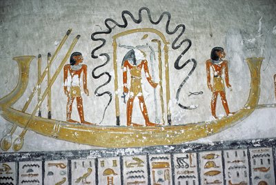 Re im Nachtboot, aus dem Grab von Ramses VI, Neues Reich (ca. 1145-1137 v. Chr.) von Egyptian 20th Dynasty