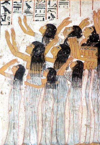 Altes Ägypten, Malerei, Fresko, Klagende Frauen in der Trauerprozession, Grab von Ramose, Theben von Egyptian Egyptian