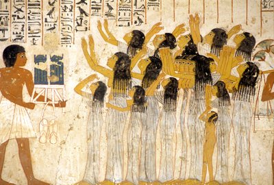 Altes Ägypten, Fresko, Klagende Frauen in der Trauerprozession, Grab von Ramose, Theben, Tal der Adligen von Egyptian Egyptian