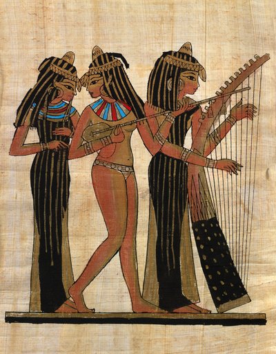 Ägyptische Kunst; Ägyptischer Papyrus: Musiker; Sammlung Teil von Egyptian Egyptian