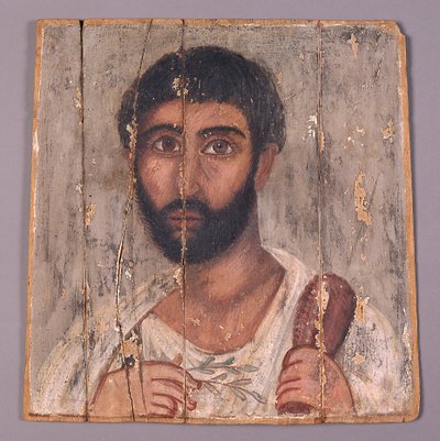 Porträt eines bärtigen Mannes aus einem Schrein, ca. 100 n. Chr. von Egyptian School